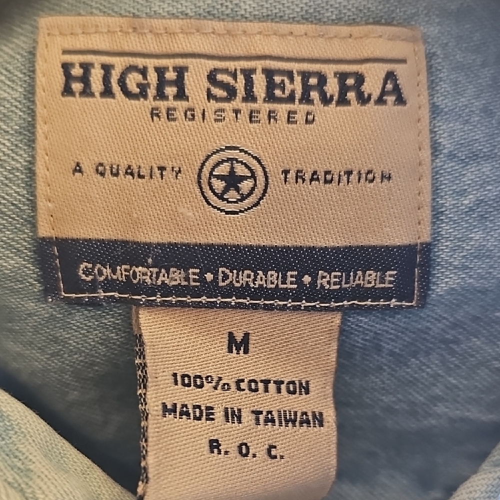 Vintage High Sierra Classic Denim Blue Men's Shirt Denim button down 100% cotton - Picture 8 of 10